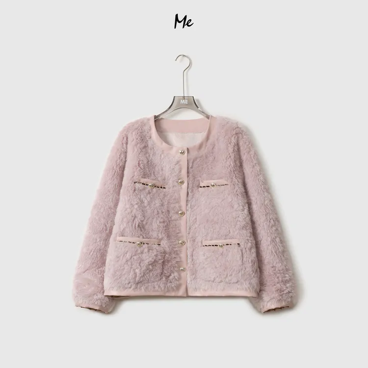 ME【中古香粉】中古香风御寒保暖挺括高端百搭毛毛外套MEQA4914