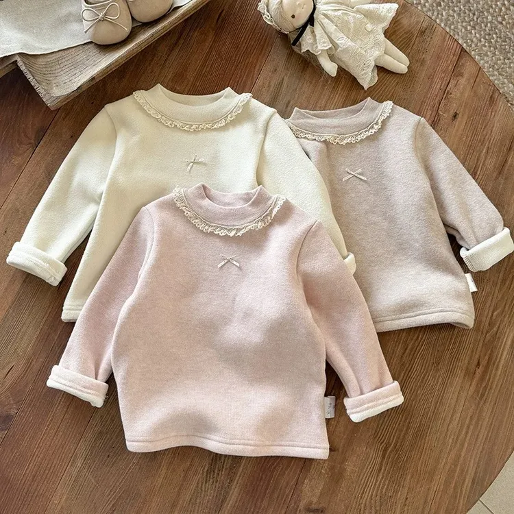 女童加绒加厚一体绒打底衣儿童保暖上衣女宝宝洋气百搭秋冬款内搭