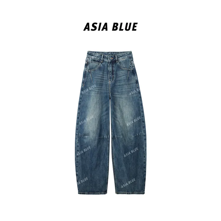 【ASIA BLUE】· 咖岛 ·秋季无弹复古水洗宽松茧型牛仔裤YW60009