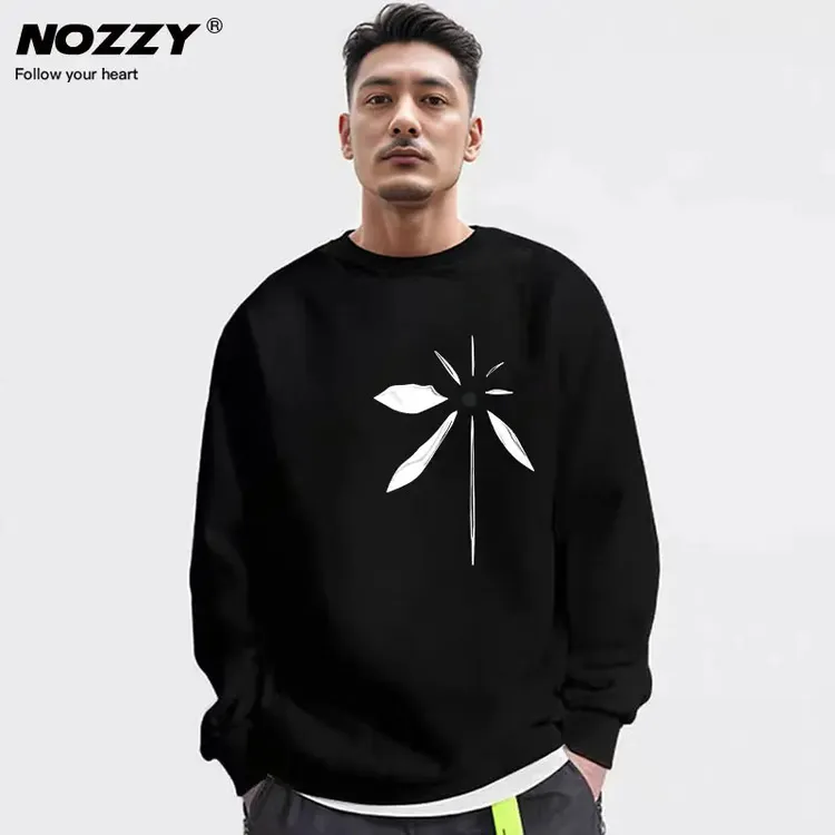 【设计感花】男装卫衣男士2025新款春季薄款百搭无帽圆领长袖外套