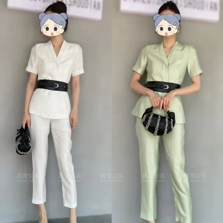 2025夏季新款时尚显瘦气质女士网红洋气两件套百搭款D5579