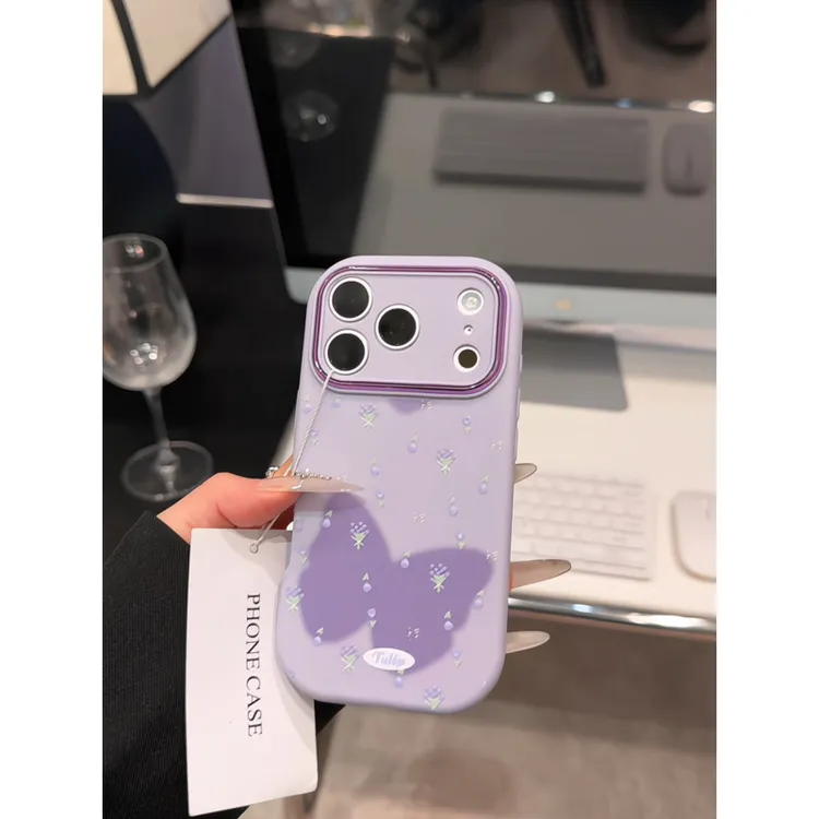 蝴蝶花束适用苹果17pro手机壳16pm小胖妹华为p80防摔oppo女小米17