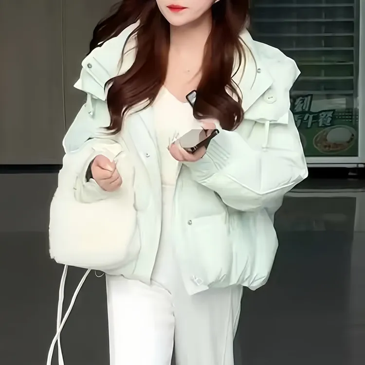 SHALLDOER 韩系宽松连帽棉服上衣女2025冬季设计感百搭时尚厚外套