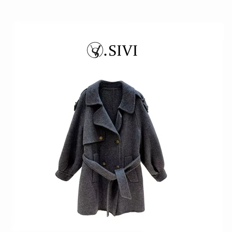 熙薇【北海微暖】秋冬季新款时尚气质休闲中长款大衣外套H5241