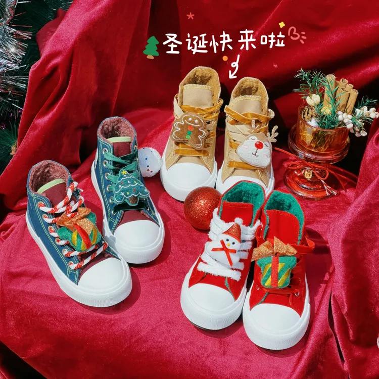 儿童新年加绒卡通棉鞋高帮韩版休闲学生加厚保暖板鞋运动小众潮鞋