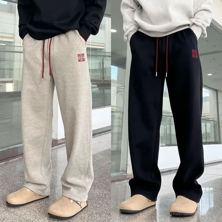 男款服装专卖新款刺绣休闲男时尚宽松直筒男裤韩版潮流百搭阔腿