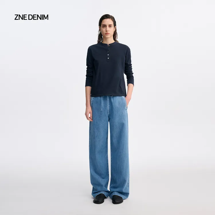 ZNEJeans和谐韵律天丝汉麻抽绳牛仔裤TRP7822