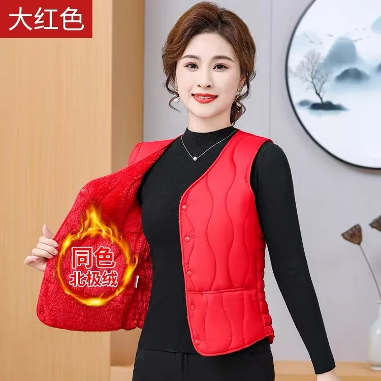 2025春秋新款中老年女士棉马甲内搭外穿坎肩冬季短款时尚修身马甲
