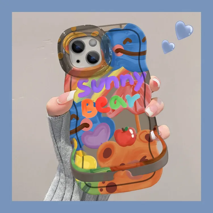 BANCA欧克里里满屏涂鸦熊适用iPhone16/15promax双支架手机壳苹果