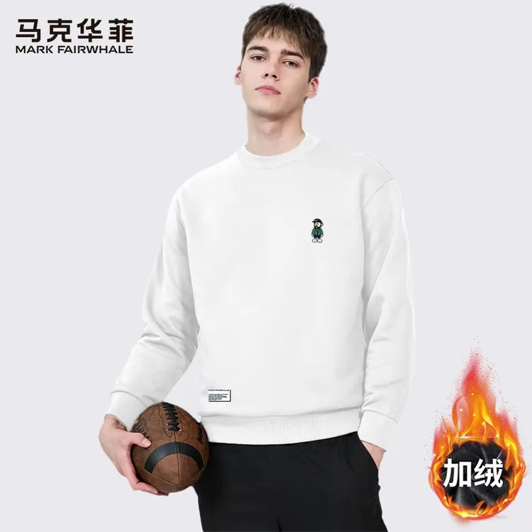 马克华菲都市潮流男士卫衣2025新款卡通刺绣柔软圆领长袖男6610