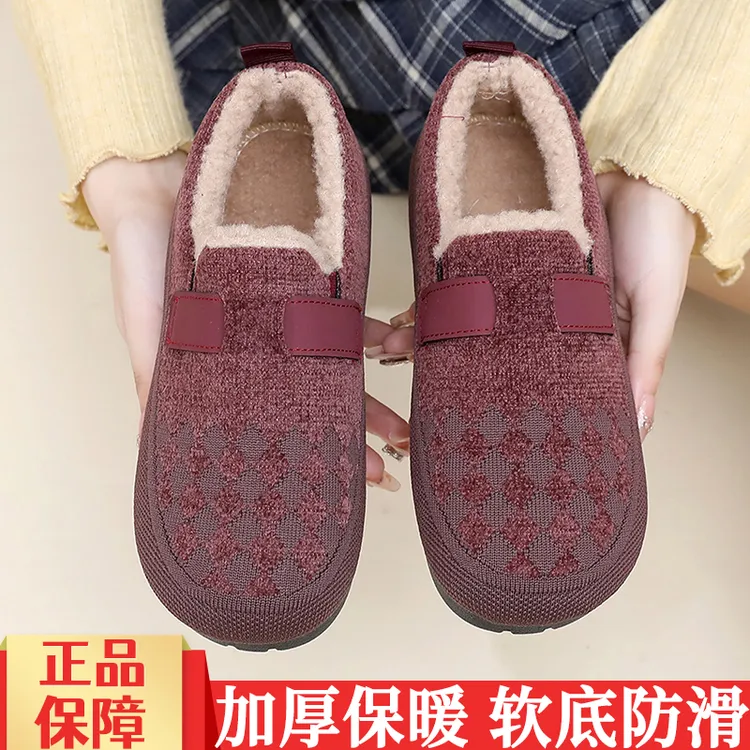 2025冬季加绒加厚保暖女士休闲棉鞋平底勃肯鞋新款老北京布鞋棉靴