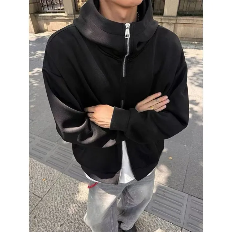 港风黑色卫衣外套春秋宽松休闲爆款长袖连帽开衫新款上衣男秋冬