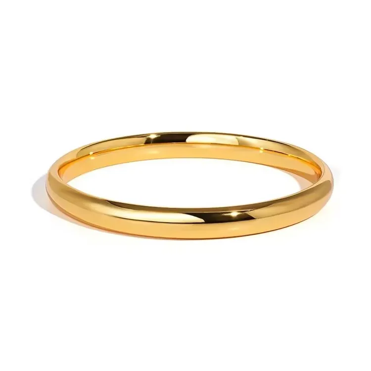 钛钢手镯 光面素圈泥鳅背镯实心亮面不掉色手镯女