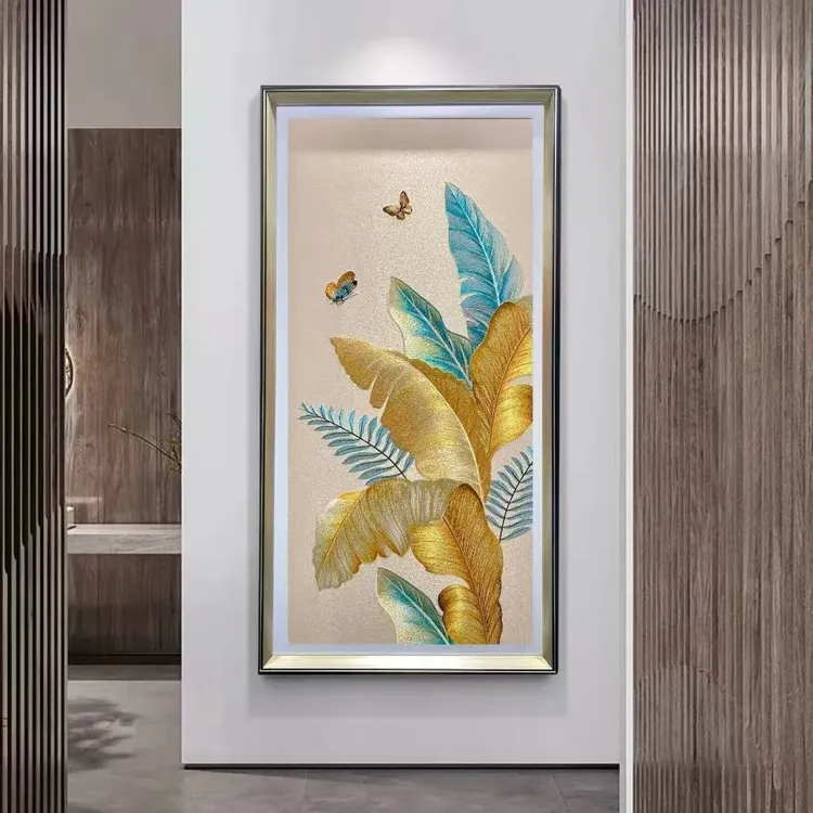 新中式简约家大业大刺绣玄关装饰画竖版走廊挂画过道画