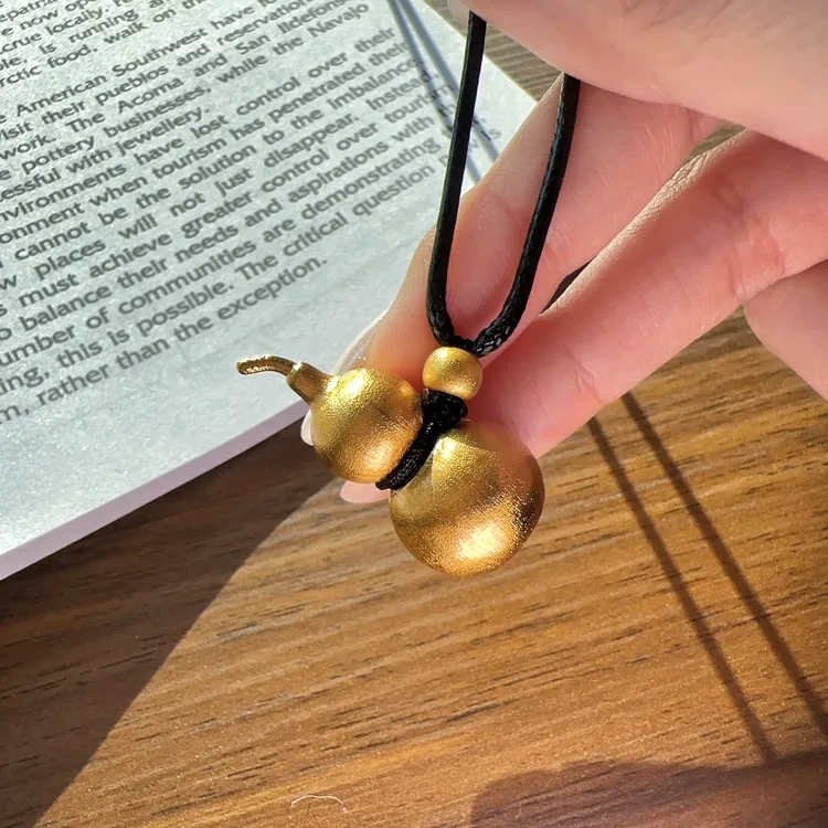 铜合金吊坠 拉丝工艺素款葫芦吊坠毛衣链手工实心金色小众新中式