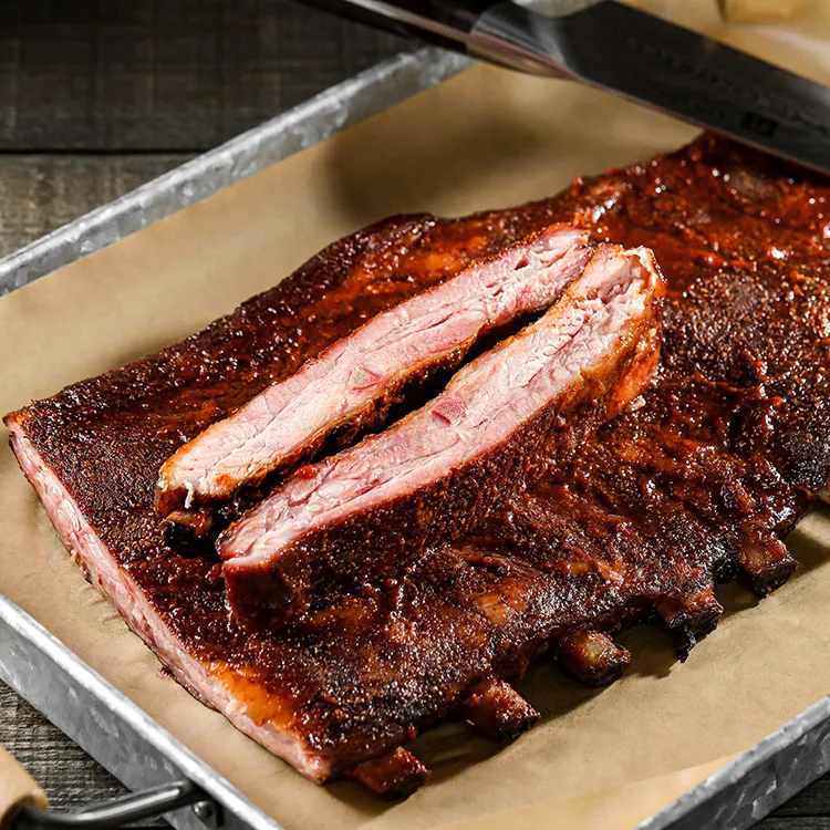 烟熏猪肋排美式烤肉传统烟熏工艺营养健康软嫩老少皆宜真空冷冻