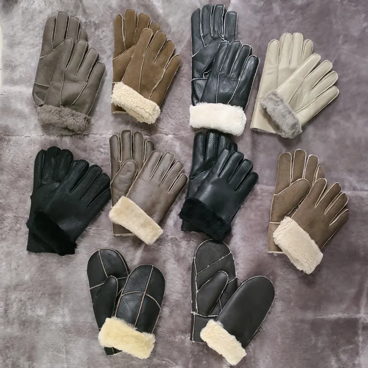 冬季皮毛一体手套男保暖羊皮羊毛手套骑车摩托车防风抗寒真皮手套