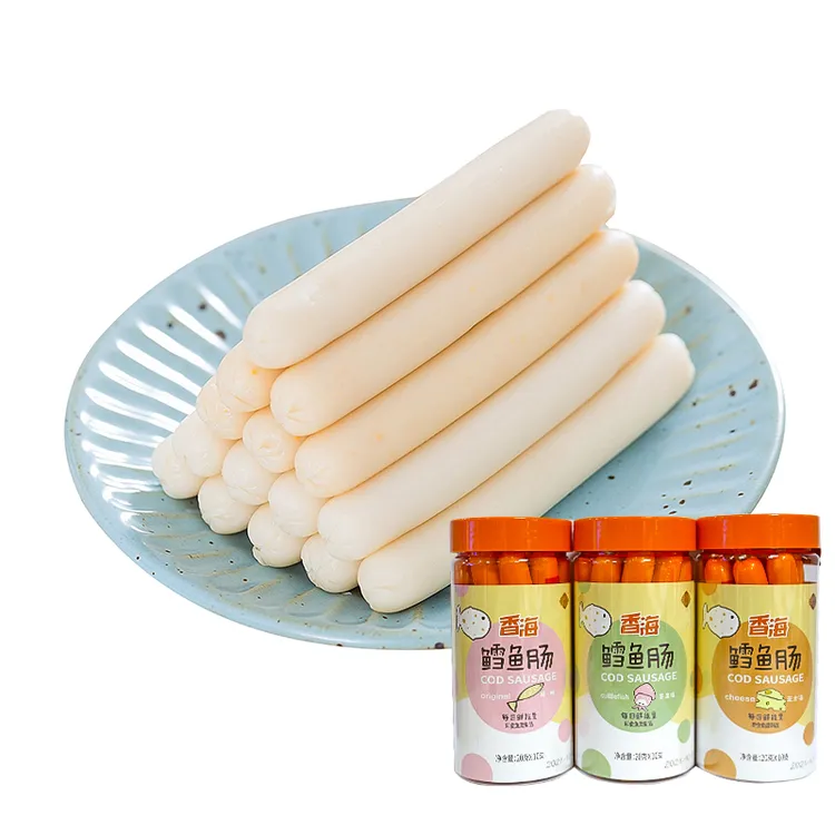 香海深海鳕鱼肠儿童休闲即食零食鳕鱼棒鳕鱼肠200g*2罐