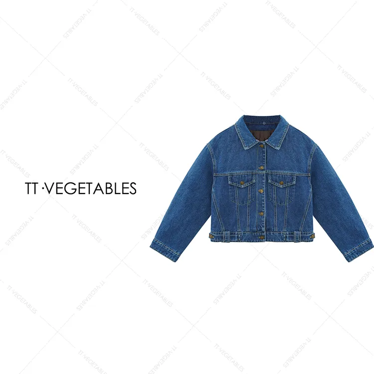 噢芬/小个子 【姝酥】鸭绒秋冬牛仔风翻领短款羽绒服外套522758