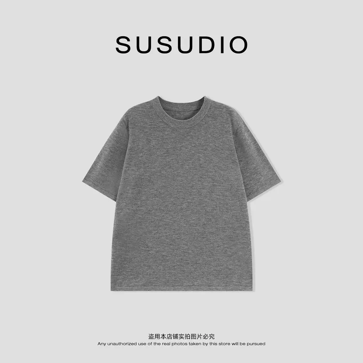SUSUDIO 100绵羊毛 日常基础早秋软糯短袖纯色显瘦T恤 10668