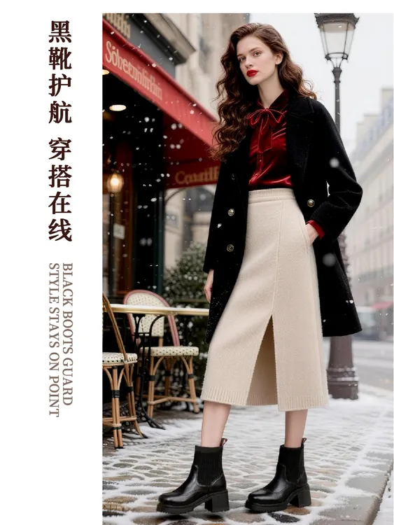NM002真皮高跟短靴不累脚时装靴女新款切尔西弹力袜靴马丁靴女士