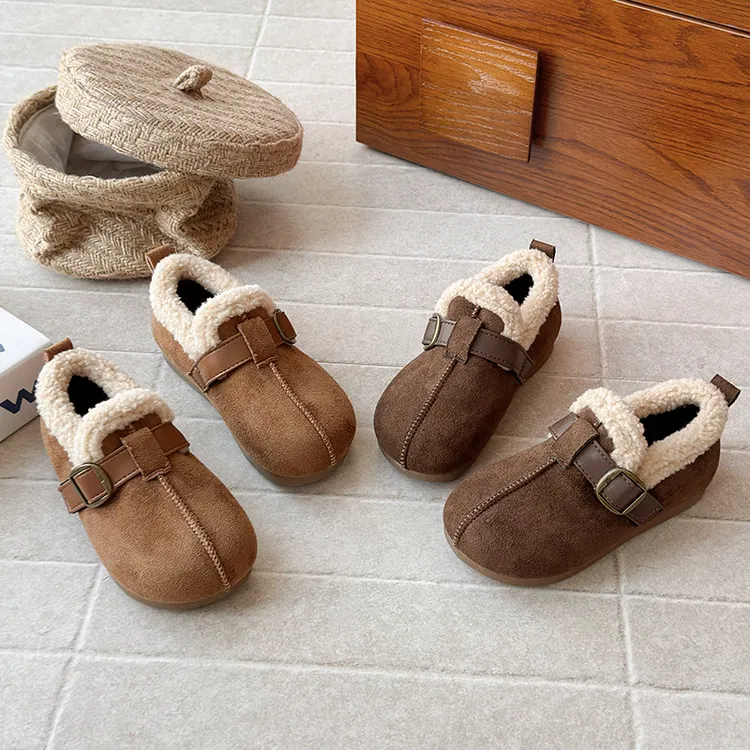 女童加绒勃肯鞋冬季中小童二棉鞋时尚个性小女孩毛毛鞋女宝保暖鞋