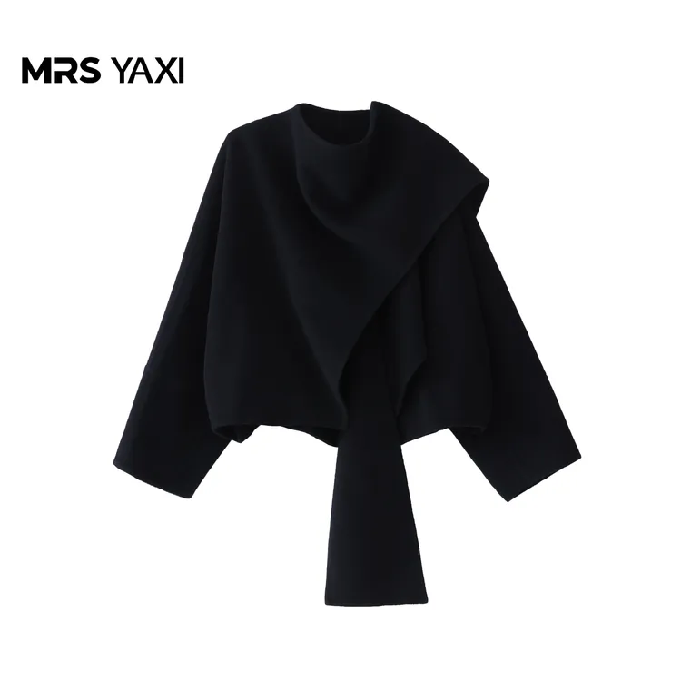 Mrsyaxi一手长小众设计款披肩斗篷羊绒大衣YX5122501