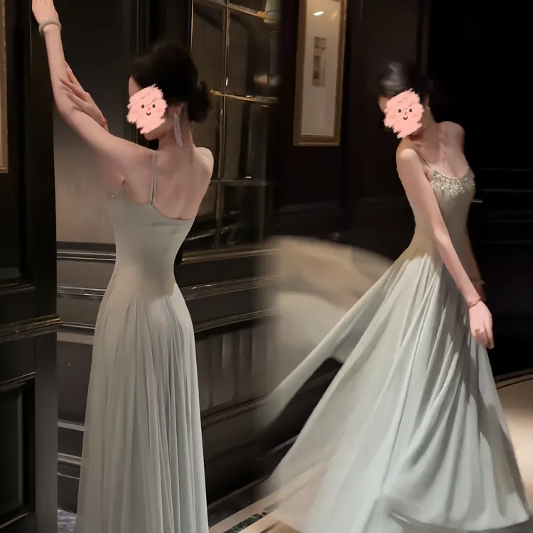 法式温柔风超好看吊带连衣裙今年流行的爆款裙子2025夏季大摆长裙