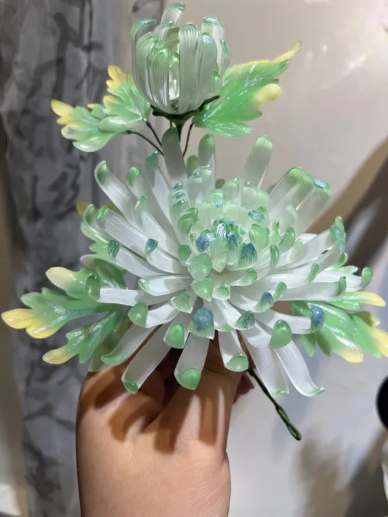 绿色菊花汉服配饰
