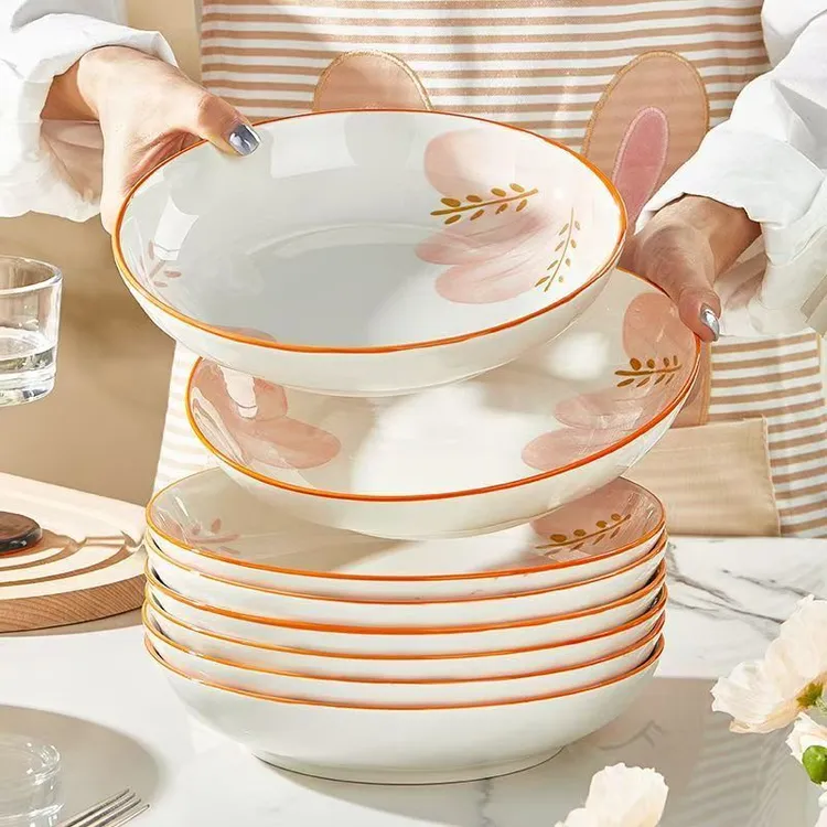 陶瓷盘子菜盘家用盘碗新款2025釉下彩餐具高颜值精致餐盘饭盘碗盘