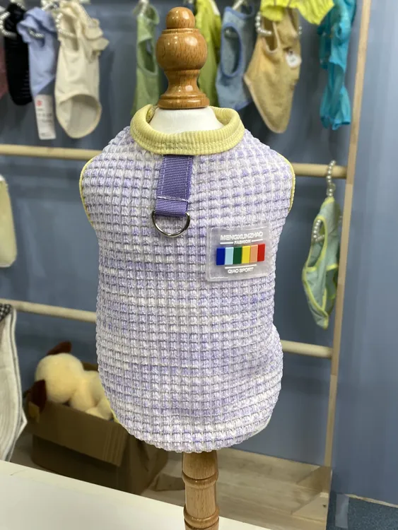 春夏精品小背心猫宝狗宝通穿款印花小型犬牵引背心