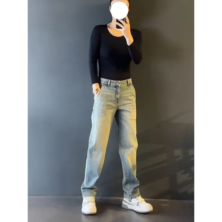 牛仔裤轻奢大码高级设计感男士2025感年直筒潮牌新款男装时尚休闲