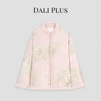 DALI PLUS90白鹅绒服拼接貂毛新中式立领重工刺绣羽绒服-D4CH0350