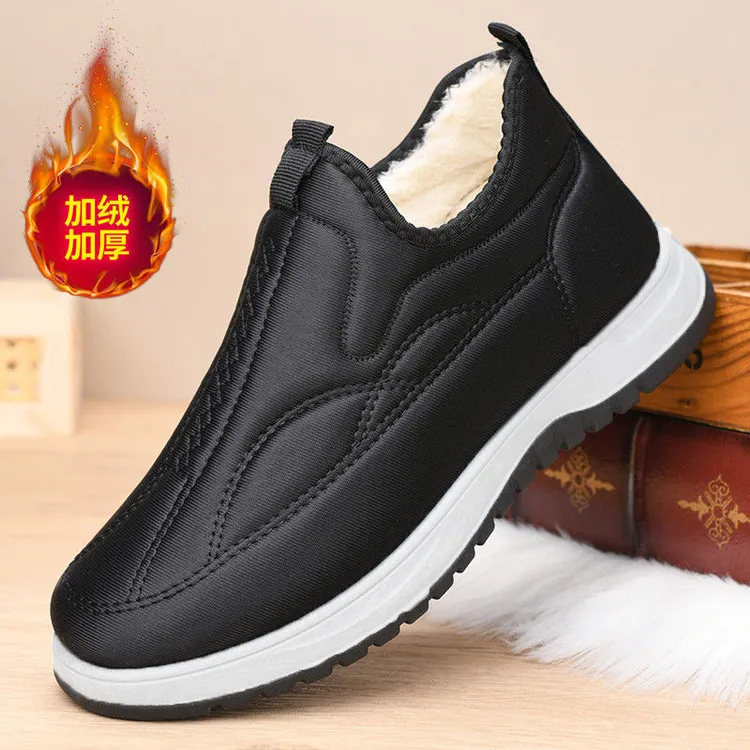 老北京布鞋老人棉鞋男加绒保暖绵羊毛鞋防滑防水休闲爸爸鞋雪地靴