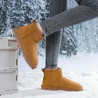 靴子保暖冬季加厚低帮时尚雪地靴休闲防水纯色防滑