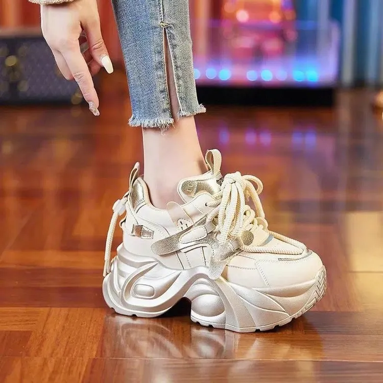 9cm厚底增高老爹鞋女2025年春秋新款休闲鞋子小个子显高轻奢女鞋
