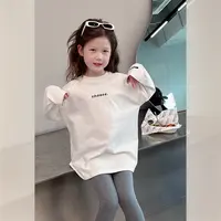 女童洋气上衣纯棉儿童长款白t恤中大童装长袖打底衫2025春秋新款