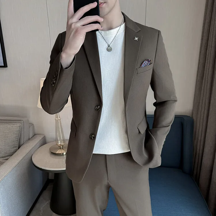 痞帅西服礼服韩版修身职业气场强大高级感男装西装男士西装男套装