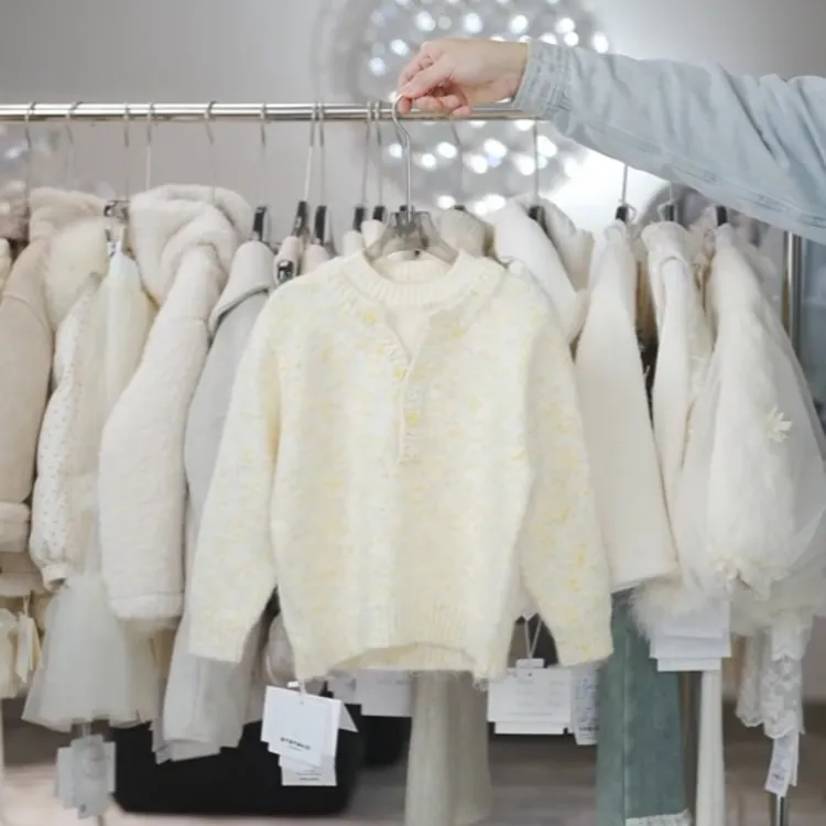 【恩姐定制】2025秋冬款女童时尚简约百搭拼色毛衣ENCK127