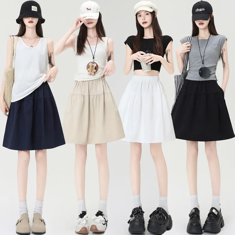 日系休闲五分半身裙短裙女2025夏季百搭高腰显瘦宽松休闲运动裙