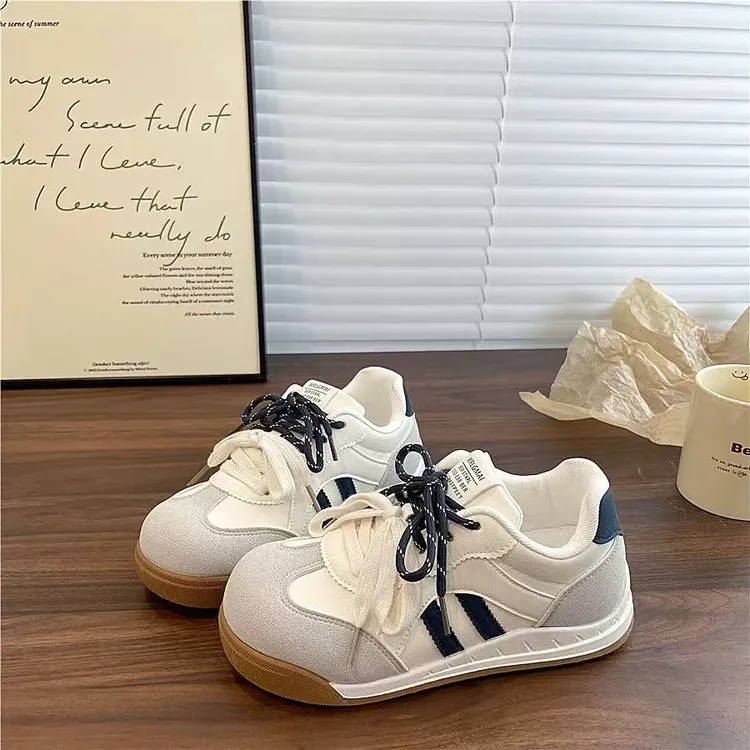 秋小白鞋新款韩版ins女学生皮面透气增高休闲鞋德训鞋板鞋A6063