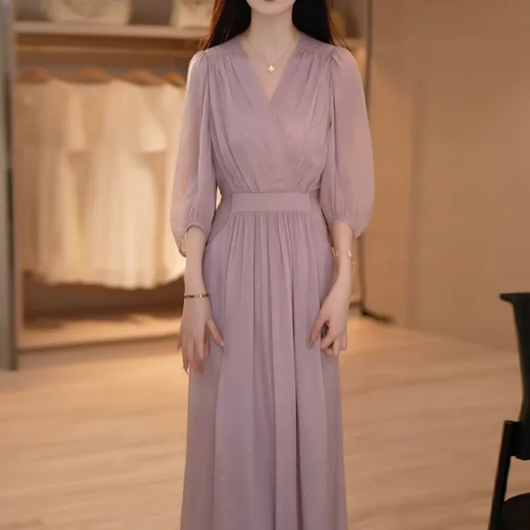 雪纺连衣裙2025新款女夏季十三行今年流行爆款气质妈妈高级感长裙