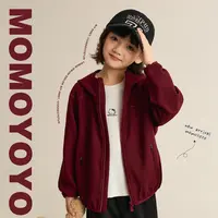 辰辰妈【黑红】儿童春秋款连帽休闲外套亲子装中大童宽松外套8581D