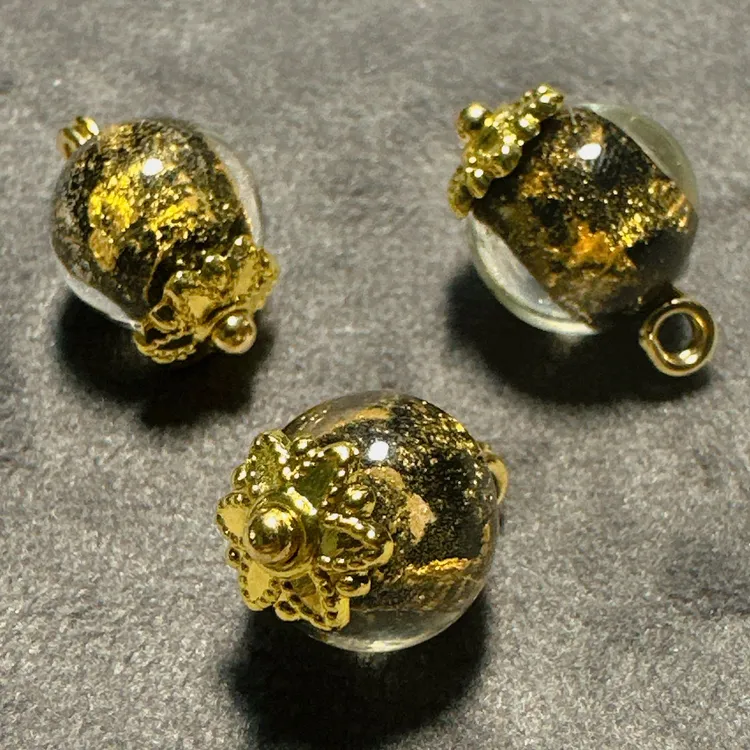 新中式国风纽扣10mm黑金箔琉璃珠扣女装旗袍汉服唐装等服装辅料