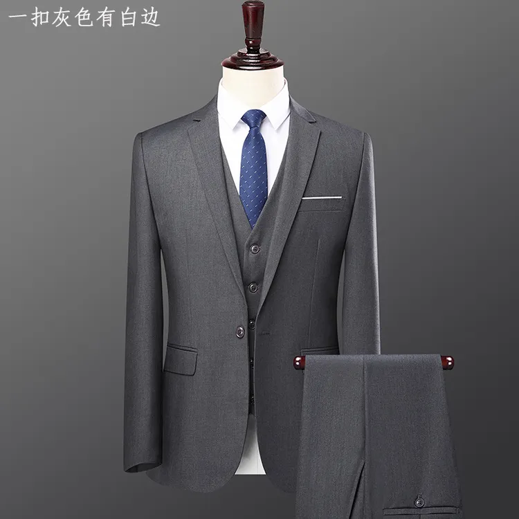 新款时尚西服套装男婚宴西装上班族正装男士伴郎服装黑色西装
