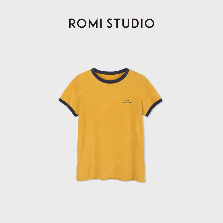 ROMI STUDIO“Andy baby同款”全棉印花撞色圆领短袖T恤 RWDSSD1826