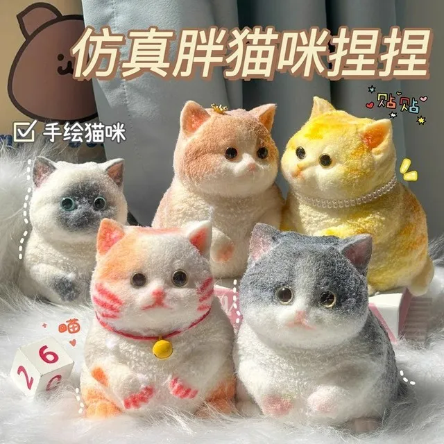 超可爱胖猫捏捏乐解压发泄玩具创意摆件仿真大中小猫咪玩偶