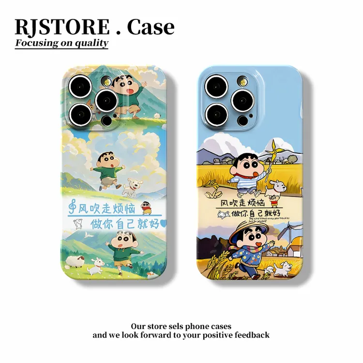 GGBond小新风吹走烦恼适用iphone16菲林手机壳华为vivo小米15oppo