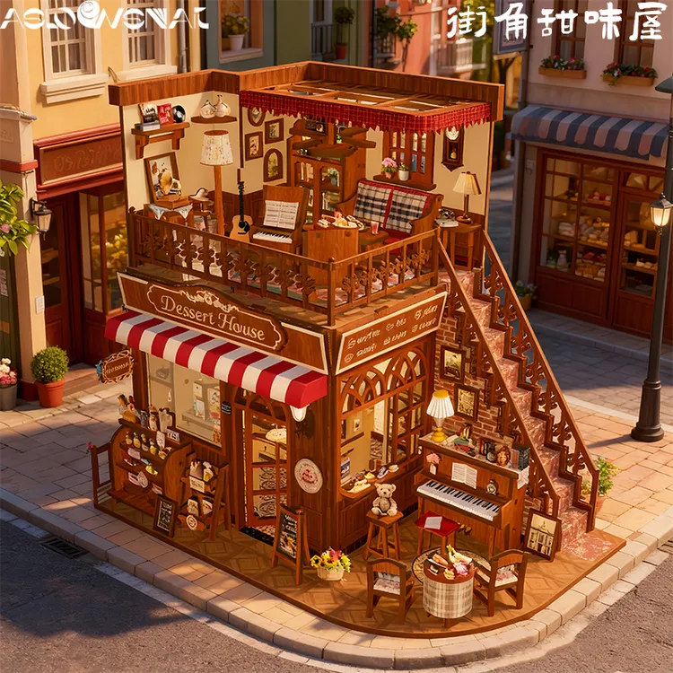 【街角甜味屋】木质DIY精致小屋拼装亲子手工小屋温馨可爱生日礼物