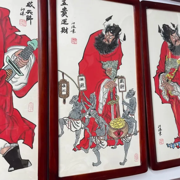 《五贵运财》钟馗挂画70×38招财招福可装饰卧室玄关过道